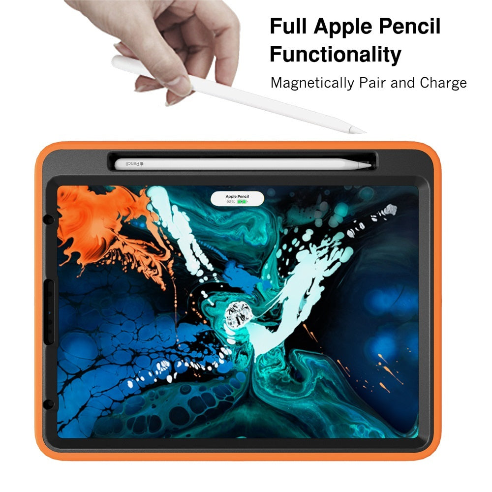 Shock Wave Kickstand Case Anti-Fall Protection With Pencil Holder For iPad Pro12.9 (2018)-Orange