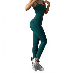 Womens Yoga Pants High Waist Leggings with Pockets for Workout-Lake Green