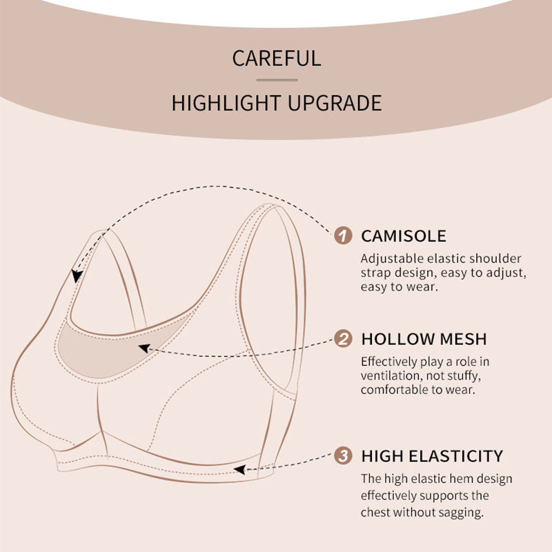 Back Close Sports Bras Wirefree High Impact Plus Size Camisole-Skin