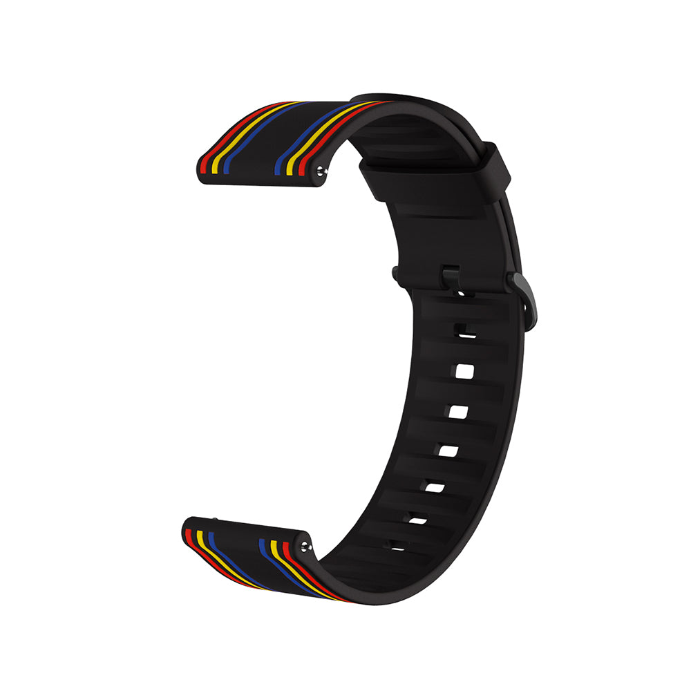 Silicone Band Striped Watch Band For Samsung Galaxy Watch 42/46mm Gear S3 Frontier/Classic(Rainbow Black)