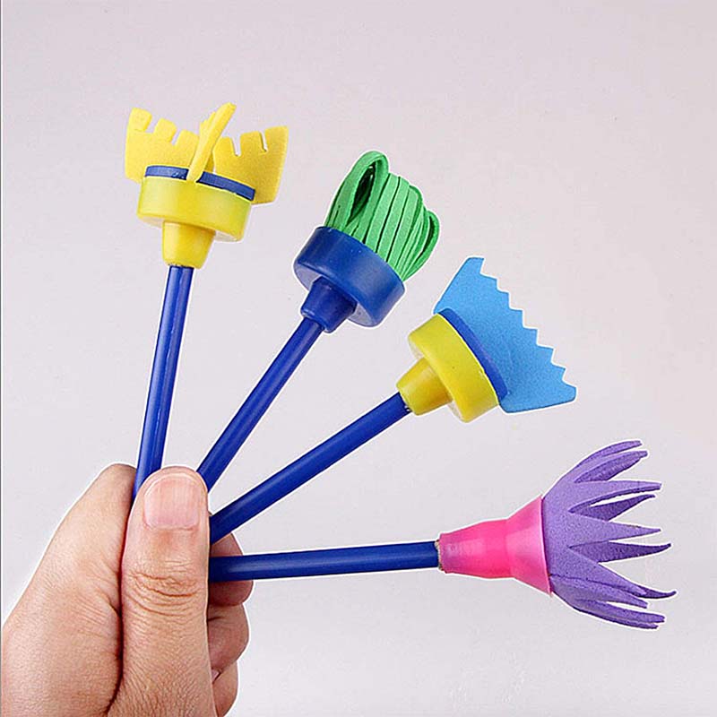 44 Pcs Kids Early Education DIY Sponge Foam Brushes Stamp Tool Set