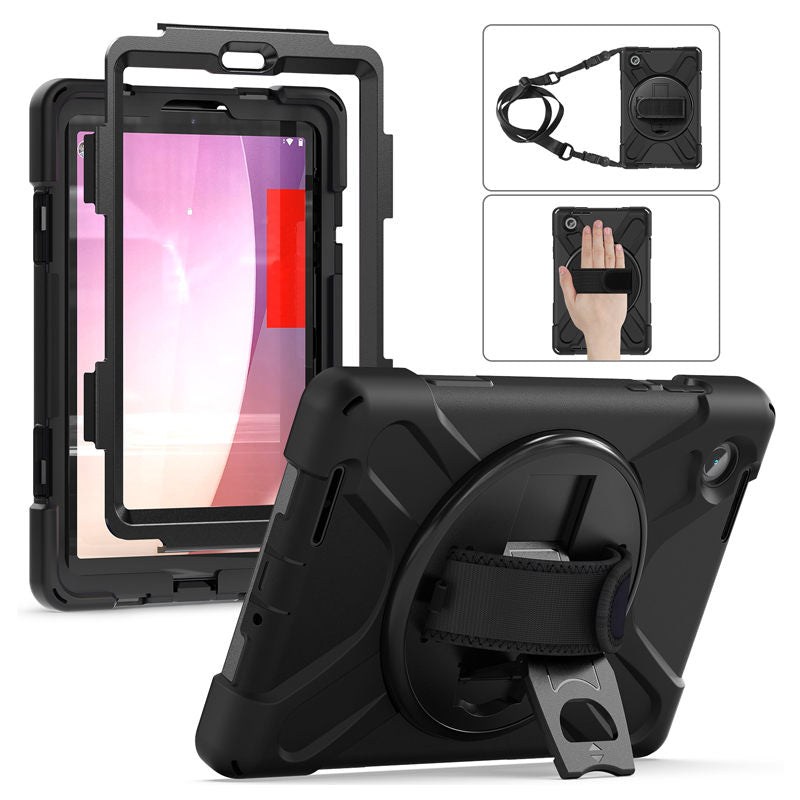 Tablet Case Heavy Duty with Swivel Stand for Lenovo Tab M8 4th Gen-Black