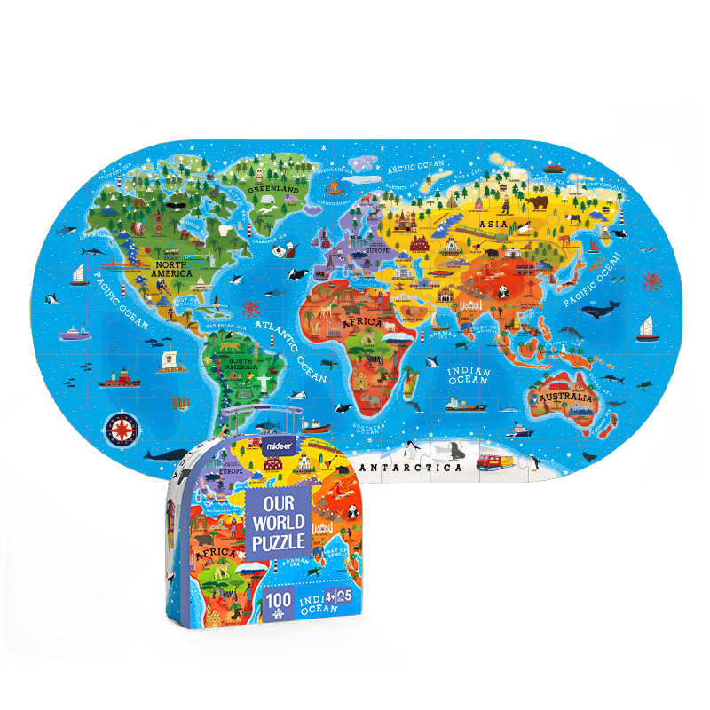 Puzzles for Kids Ages 3-8 Children Educational Toys with Portable Gift Box-Map