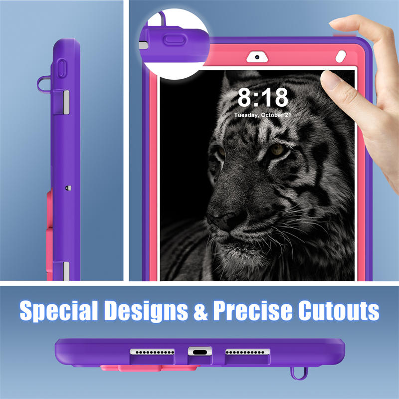 iPad Case Heavy Duty with Kickstand for iPad 10.2 inch 2021/2020/2019-PurpleRosered