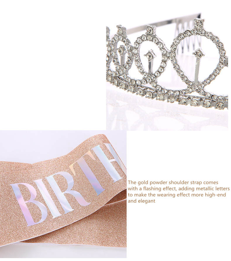 Birthday Girl Sash & Rhinestone Tiara Kit Birthday Gifts Glitter Birthday Sash Birthday Party Favors -Rosegold Colorful