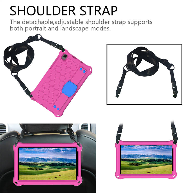 Hive Tablet Case For SamSung Tab A7 Lite 8.7(T220/T225) 2021/Tab A8 (P200/P225) 2019 Durable Stand Cover With Shoulder Strap-RoseBlue