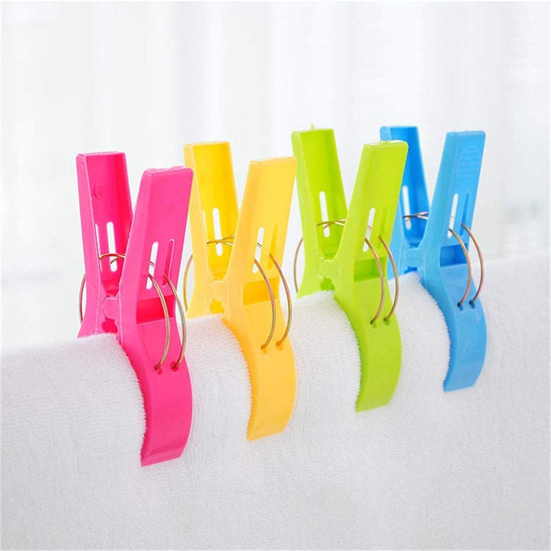 Plastic Large Strong Windproof Clothespins Towel Clips 8 Pack Assorted Color