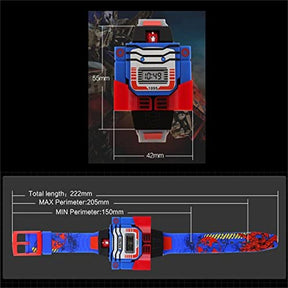 Kids Digital PU Watch Transformers Bumblebee Cartoon Wristwatch-Red