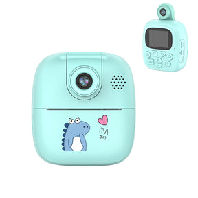 Kids HD Digital Camera Printable with Rotating Lens for 3-12 Years-Blue