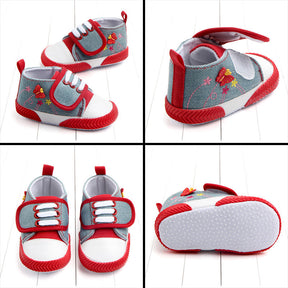 Baby Girls Canvas Sneakers Anti-Slip Lightweight Toddler Walkers-Red