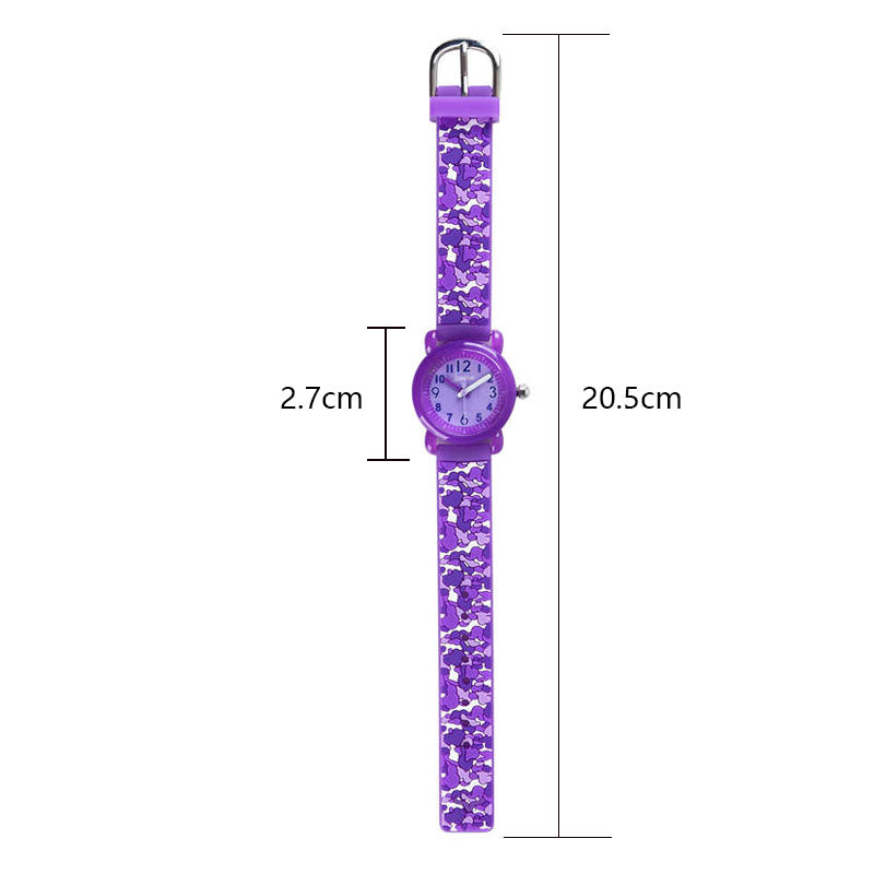 Girls Silicone Camouflage Watches 3D Cartoon Military Watches-Purple