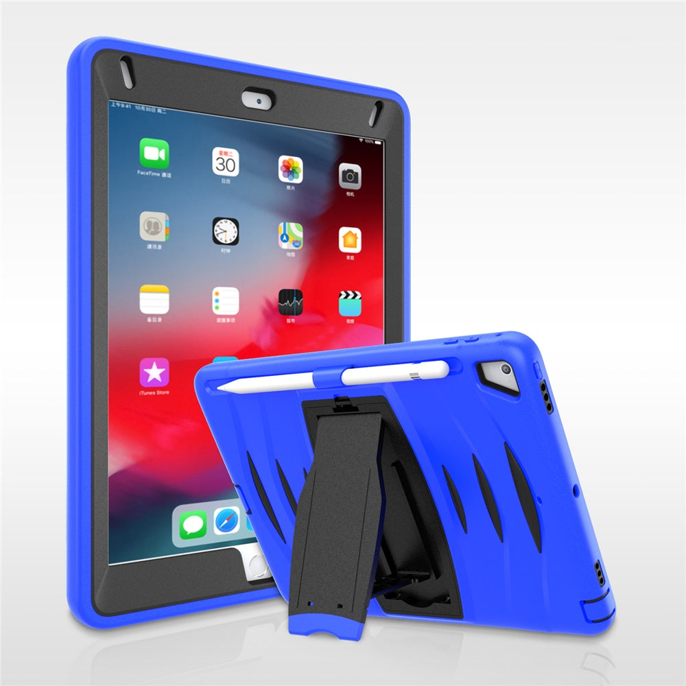 Shock Wave Kickstand Case Anti-Fall Protection With Pencil Holder For 9.7inch iPad 5/iPad 6/iPad Air2/iPad Pro9.7-Blue