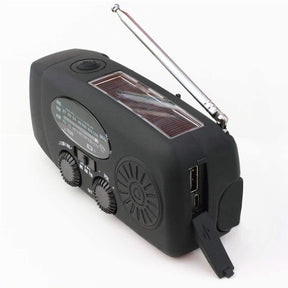Weather Radio Hand Crank Self Powered Solar Emergency Radios With LED Flashlight-Black