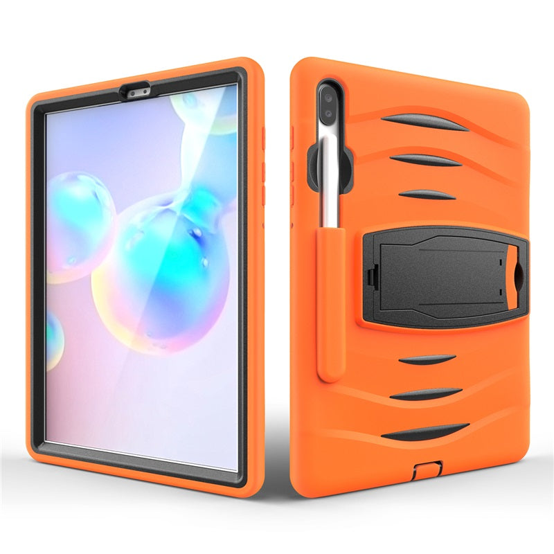 Shock Wave Kickstand Case Anti-Fall Protection With Pencil Holder For Samsung Tab S6 10.5inch T860/T865/T867(2019)-Orange