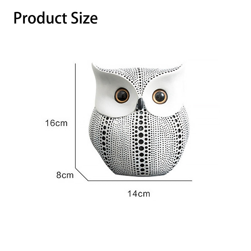 Owl Statue for Home Decor Accents Living Room Office Bedroom Kitchen Laundry House Apartment Dorm Bar -White