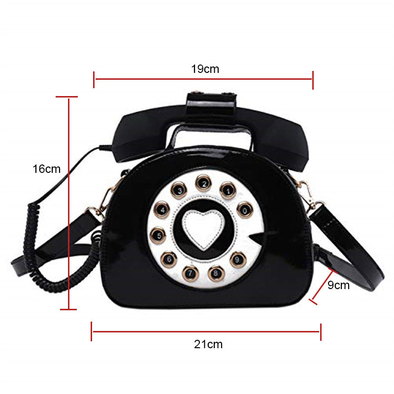 Women Telephone Shaped Handbag Retro Phone Top-Handle Crossbody Bags-White