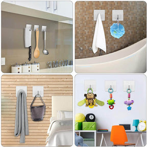 Stainless Steel Towel Coat Clothes Square Hooks Heavy Duty Self Adhesive Holders for Kitchen Bathroom 5 Pack