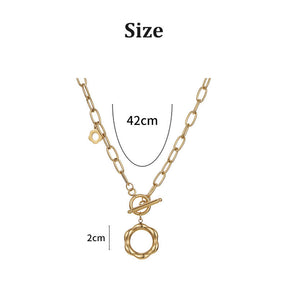 OT Buckle Vintage Flower Pendant Necklace For Women Girls