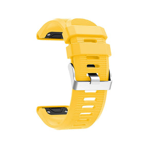 26mm Strap For Garmin Fenix 5X/5X Plus/3/3 HR/6X/6X Pro Watchband Quick Release Easy Fit Silicone Bands Silver Buckle-Yellow