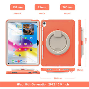 Tablet Case For iPad 10th Full Body Protection with 360¡ã Stand Portable-Orange