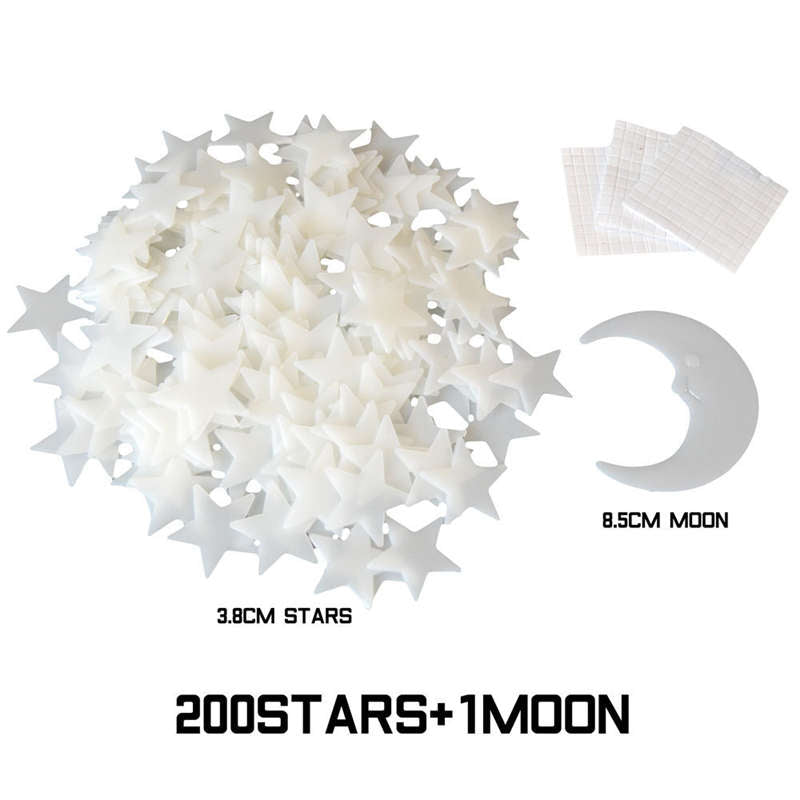 Ultra Glow in the Dark Stars 200 Count stars + Bonus 1 Moon-Milky