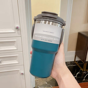 Portable Car Tumbler Cup with Lid and Straw Vacuum Insulated Water Bottle-Blue