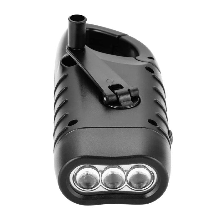 2 Pcs Hand Crank Solar Powered Flashlight Emergency Rechargeable LED Flashlight-Black