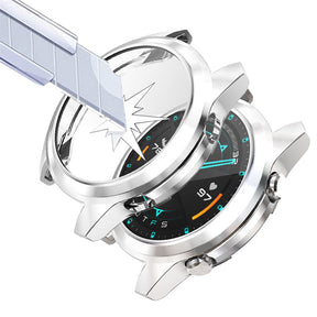 TPU Screen Protector Case For Huawei Watch GT2 42mm&46mm with HD Tempered Glass-Silver