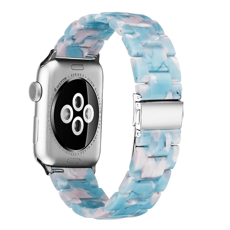 Fashion Resin iWatch Band with Stainless Steel Buckle for iWatch Series SE/6/5/4/3/2/1-SkyBlue