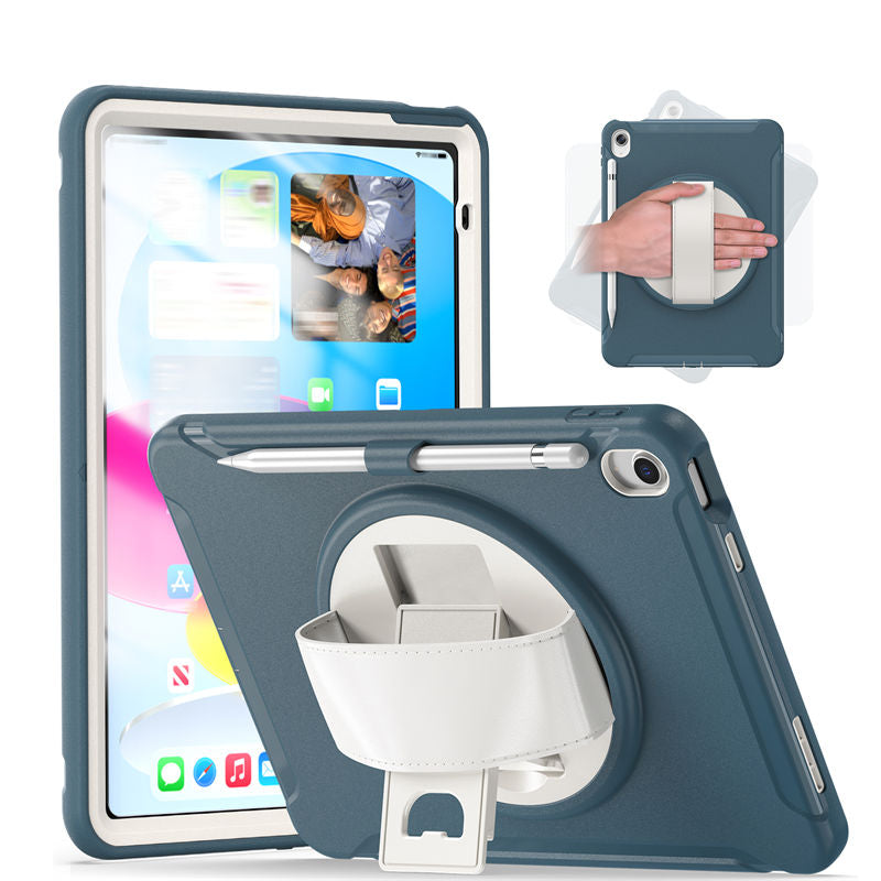 Tablet Case For iPad 10th with 360¡ã Kickstand/Hand Strap Shockproof-Blue2