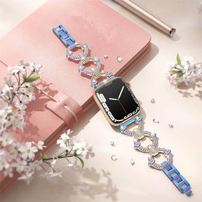 Bling Strap Full Diamonds Metal Jewelry Band for Apple Watch-Colorful