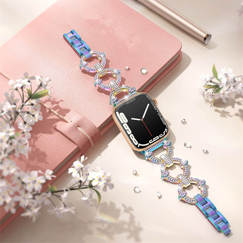 Bling Strap Full Diamonds Metal Jewelry Band for Apple Watch-Colorful