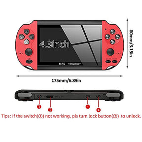 4.3 in Retro Handheld Game Console Built in Classic Games Support TV Output Music Video-Red