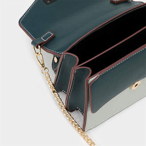 Crossbody Bags for Women Leather Chain Cute Color-Block Handbags-Apricot