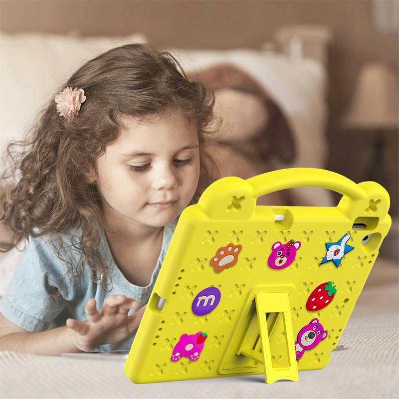 Strawberry iPad Case Silicone Shockproof with Handle for iPad 10.2 inch 2021/2020/2019-Yellow