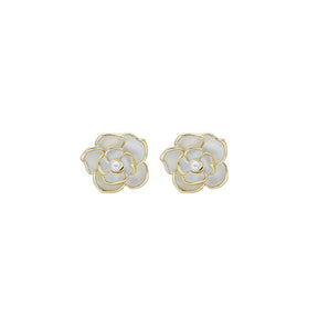 Women's 925 Sterling Silver Flower Stud Earrings Pearl Rose Flower Hypoallergenic Stud Earrings