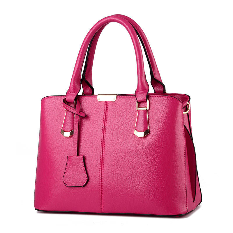 Womens Fashion Handbags Top Handle High Capacity Tote-RoseRed