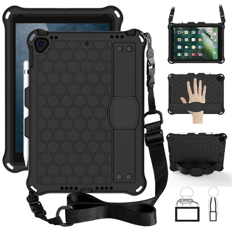 Hive iPad Case For iPad Pro/Air 10.5/iPad 10.2 Durable Stand Cover With Shoulder Strap-Black