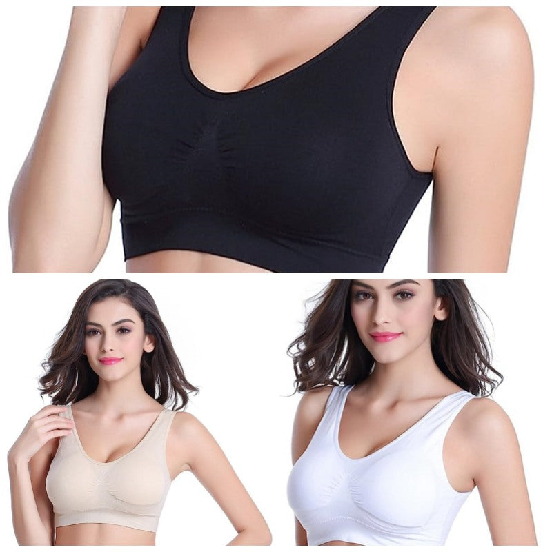 3 Pcs Seamless Sports Bras with Removable Pads Yoga Vest-Set4