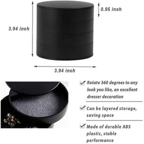 Home & LivingJewelry Storage Box 4-Layer Rotatable Jewelry Accessory Organizer Tray with Lid for Rings Bracelets -Black