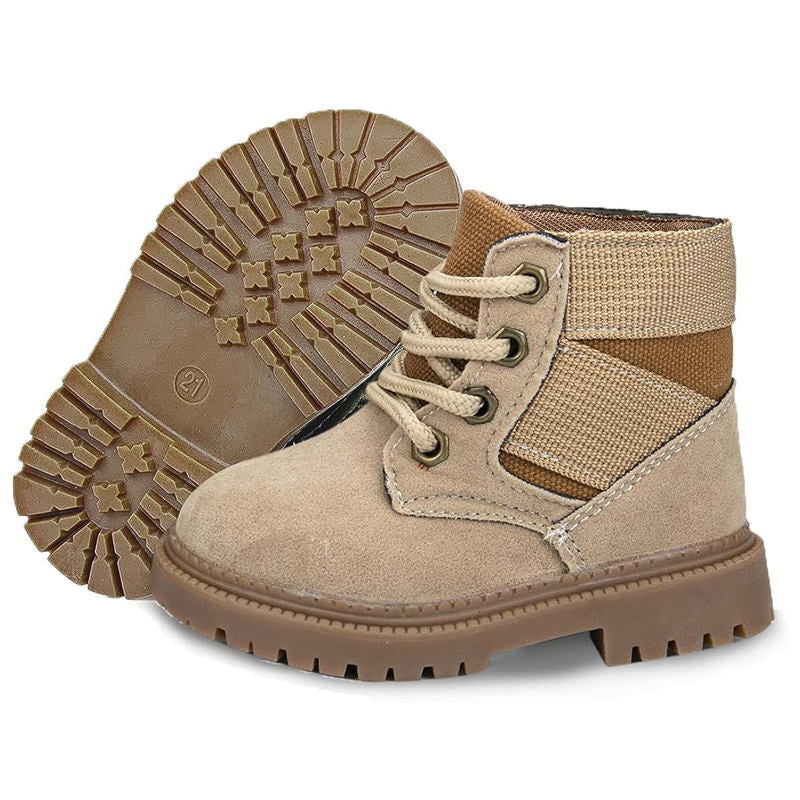 Toddler-Unisex Boots Lace up Winter Snow High Top Shoes Outdoor-Beige