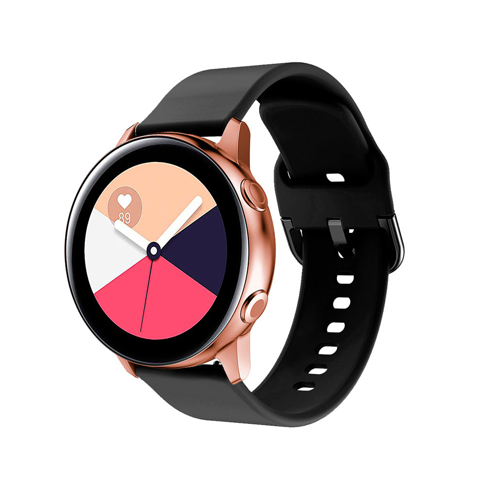 Soft Silicone Silver Square buckle Watch Band For Samsung Galaxy Watch 42/46mm Gear S3 Frontier/Classic(Black)