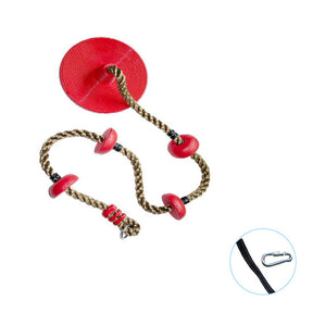 Climbing Rope Platform Disc Swing Set Includes Free Hanging Strap Carabiner-Red