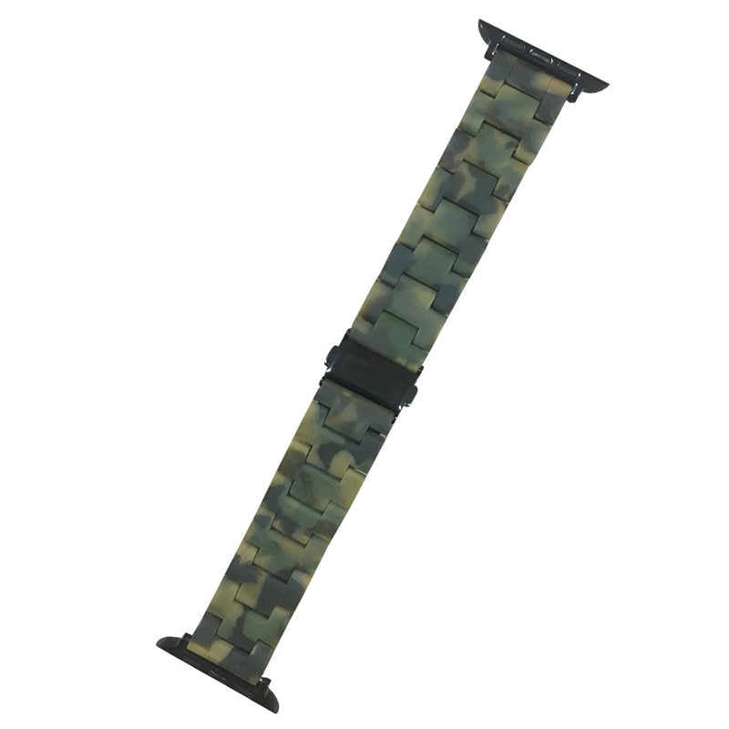 Fashion Resin iWatch Band with Stainless Steel Buckle for iWatch Series SE/6/5/4/3/2/1-ArmyGreen