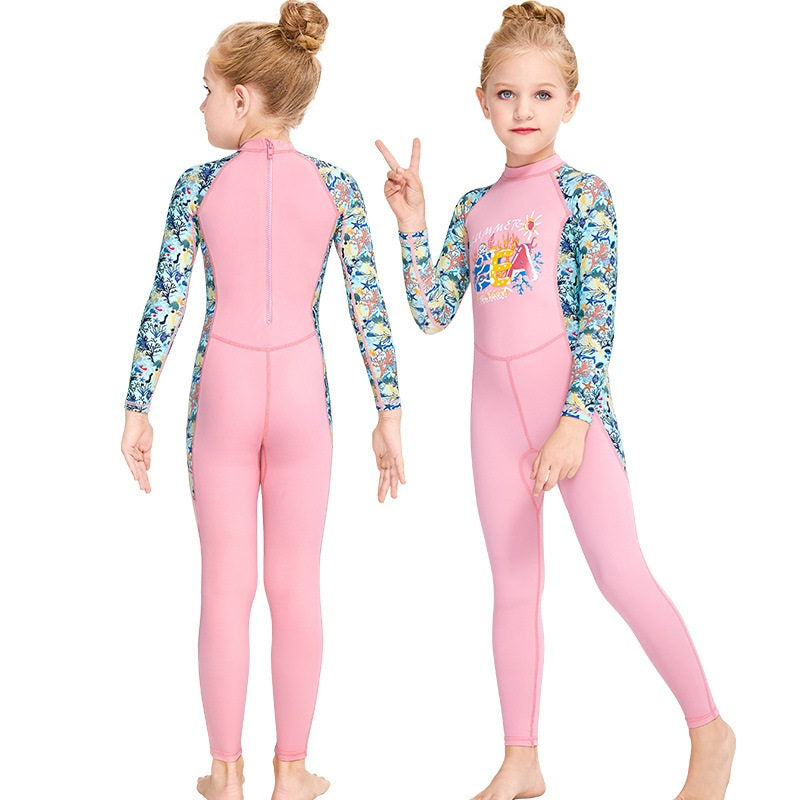 Adore Girls Sun Protection One piece Long Sleeve Quick drying Swimsuit Rash Guard M150113K Pink