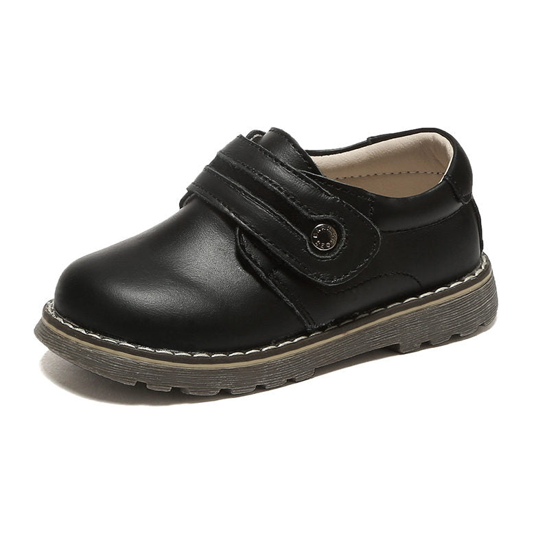 Toddler Boys Leather Loafers British Style Comfort Oxford Dress Shoes-Black
