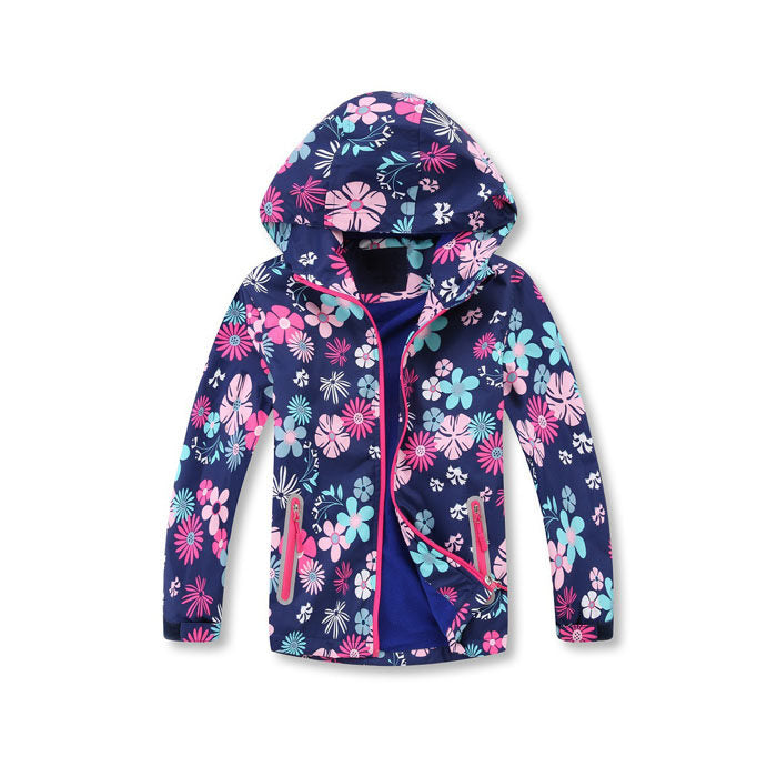 Boys Girls Rain Jackets Lightweight Waterproof Hooded Windbreakers For Kids-Dark Blue