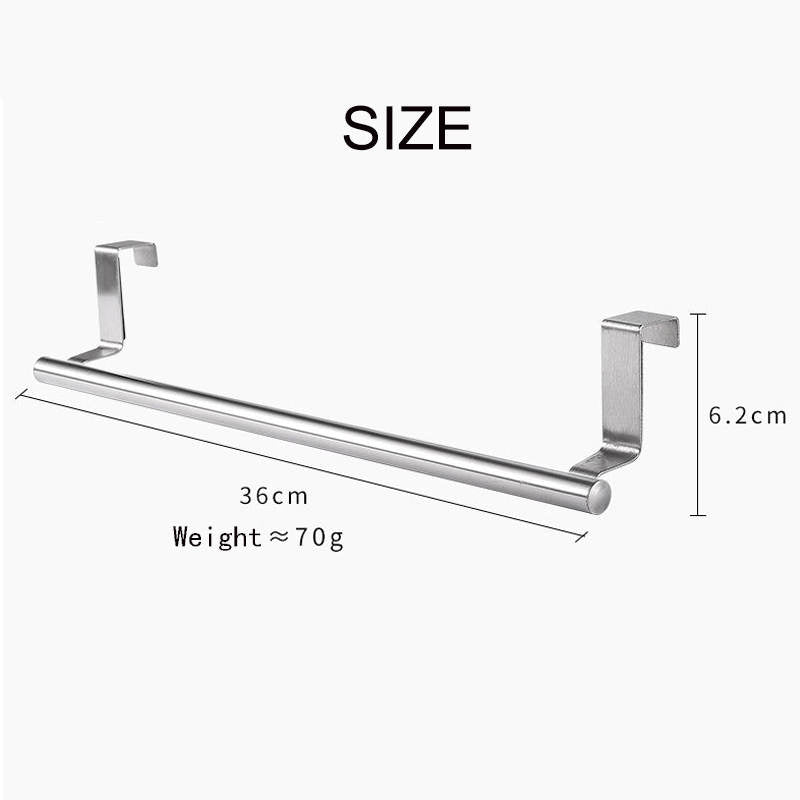 2 Pack Stainless Steel Over Door Towel Rack Bar Holders for Universal Fit on Cabinet Cupboard Doors -L