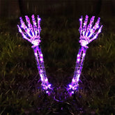 2 Pcs Halloween Skeleton Hands Outdoor Decor with 100 Purple LED Lights