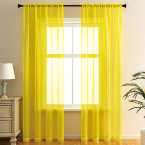 2 Panels Sheer Voile Rod Pocket Elegance Curtains for Living Room Bedroom-58